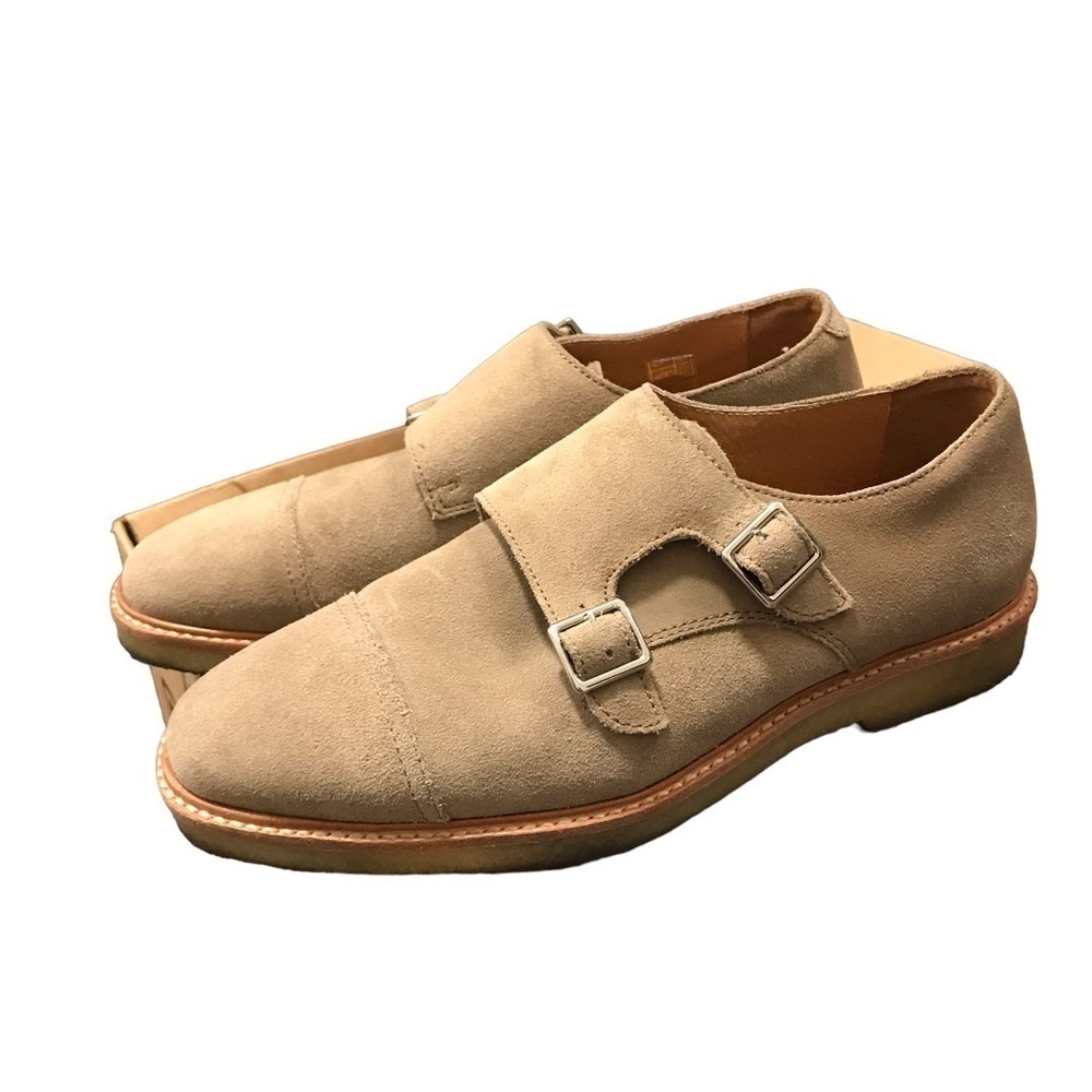 New Republic men tan suede leather buckle strap shoes size 7